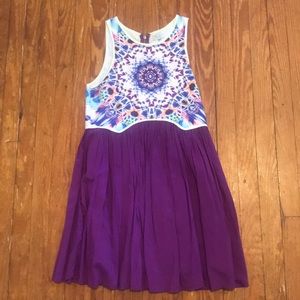 Fun dress with colorful top & solid purple bottom